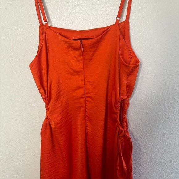 Christian Lacroix Dress Size Small Orange Satin Midi Side Cutout Cocktail NWT - Picture 9 of 9